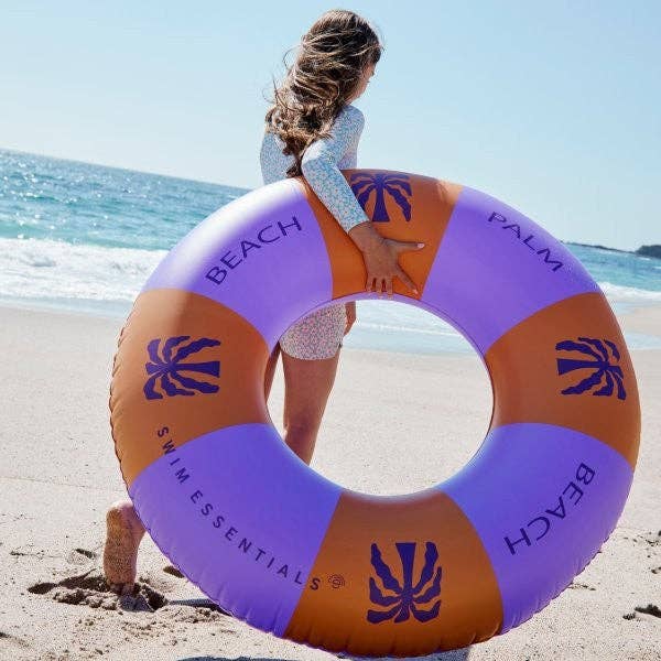 Inflatable Swim Ring - Palm Trees Purple, 120 cm