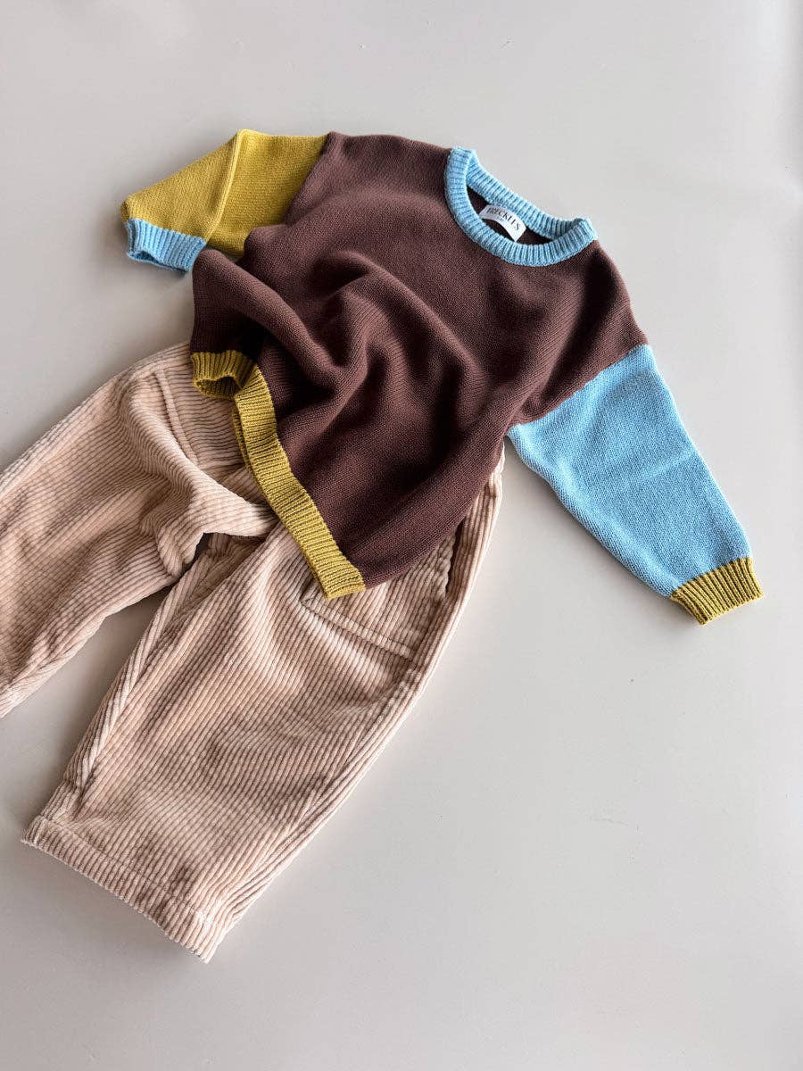 Cotton Knit Jumper - Brown/Blue/Green