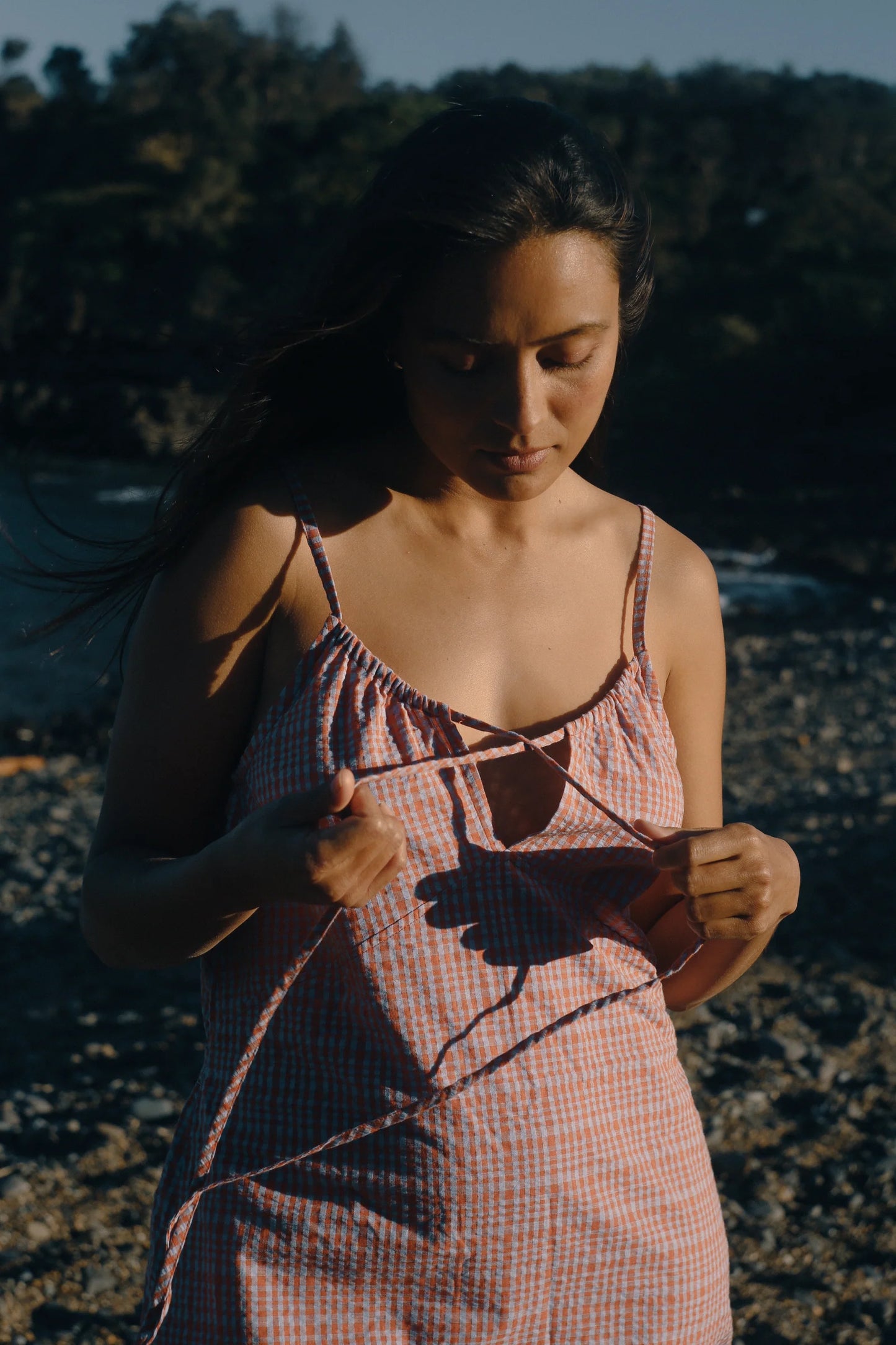 Ari Dress Lilac Orange Seersucker