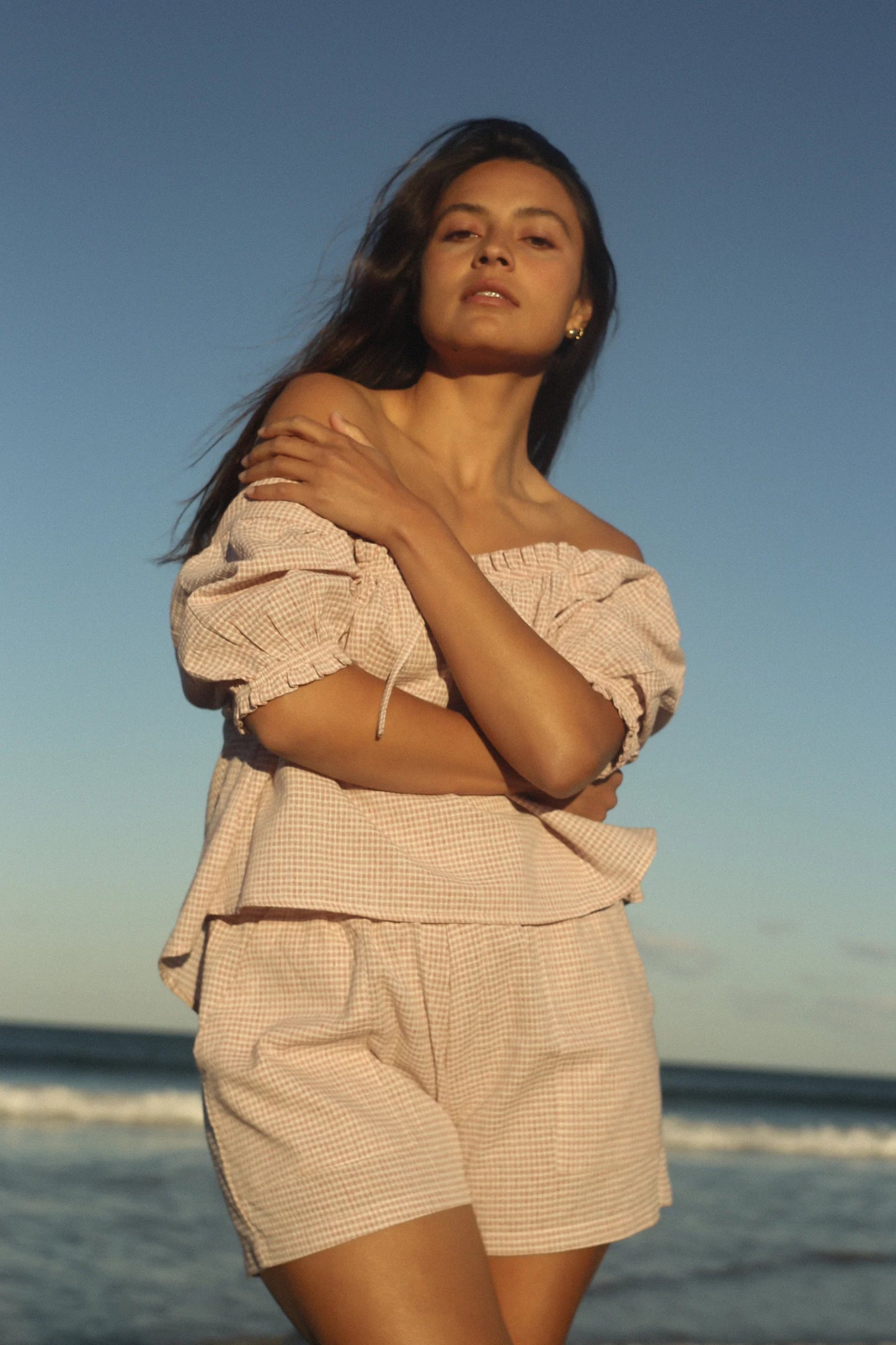 Ava Blouse - Dusty Rose Check