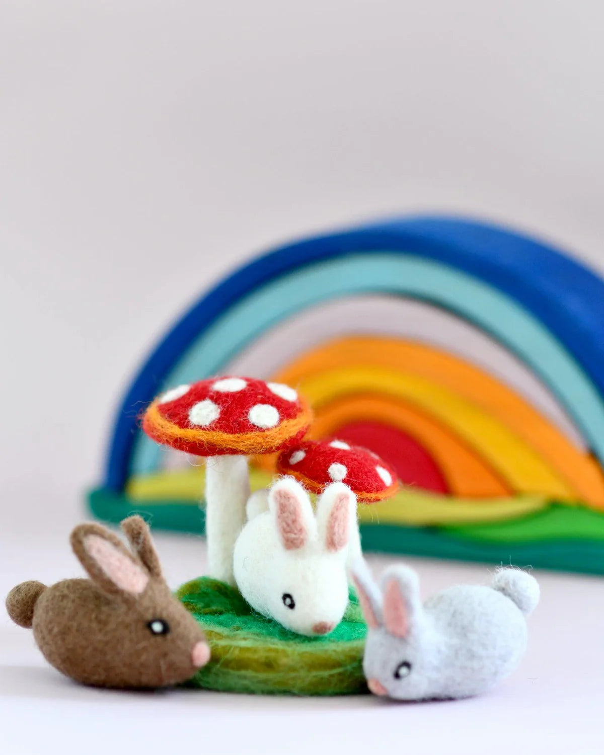 FELT RED MUSHROOMS TOADSTOOLS