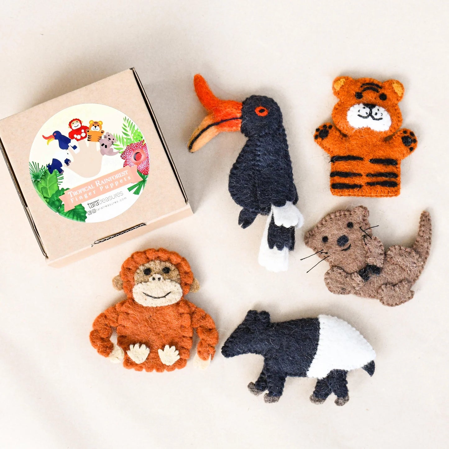 ASIAN TROPICAL RAINFOREST ANIMALS - FINGER PUPPET SET