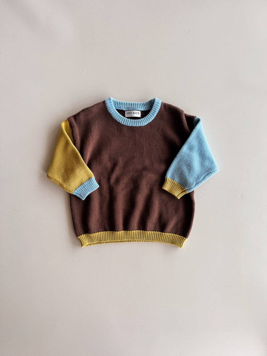 Cotton Knit Jumper - Brown/Blue/Green
