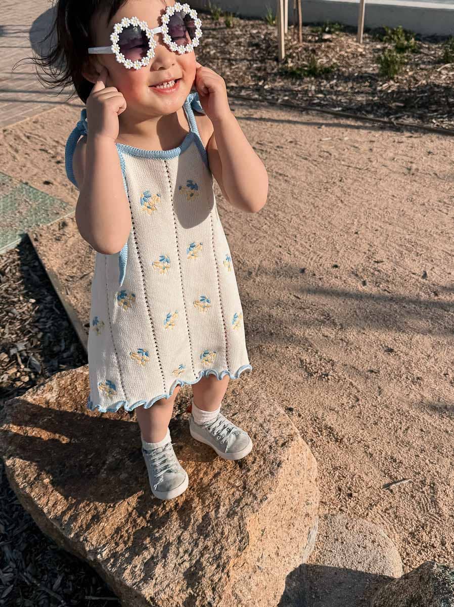 Bloom Pointelle Tie Dress - Pansy