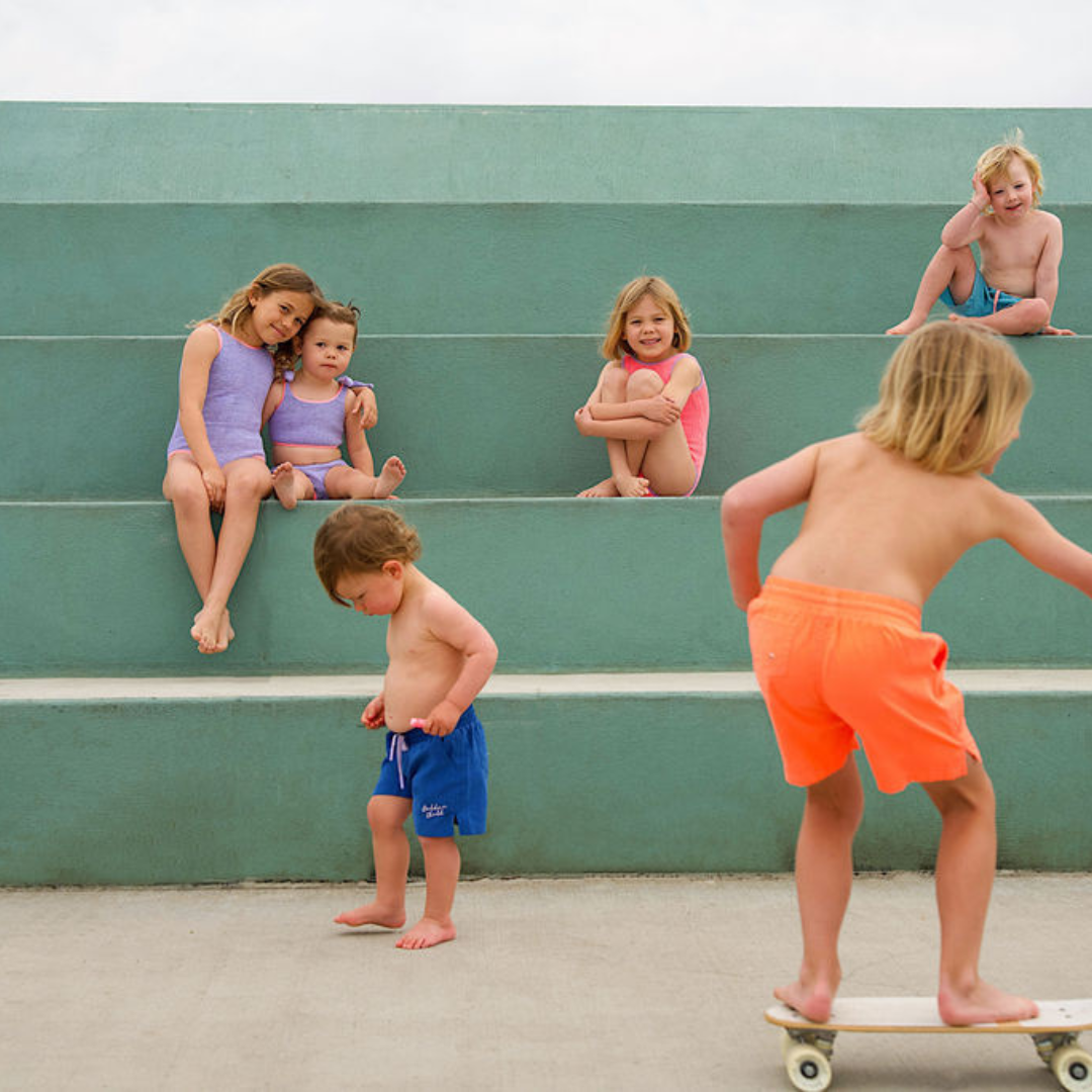 Kids Board Shorts - fluro orange & electric