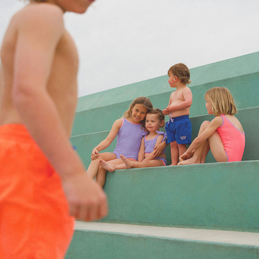 Kids Board Shorts - fluro orange & electric