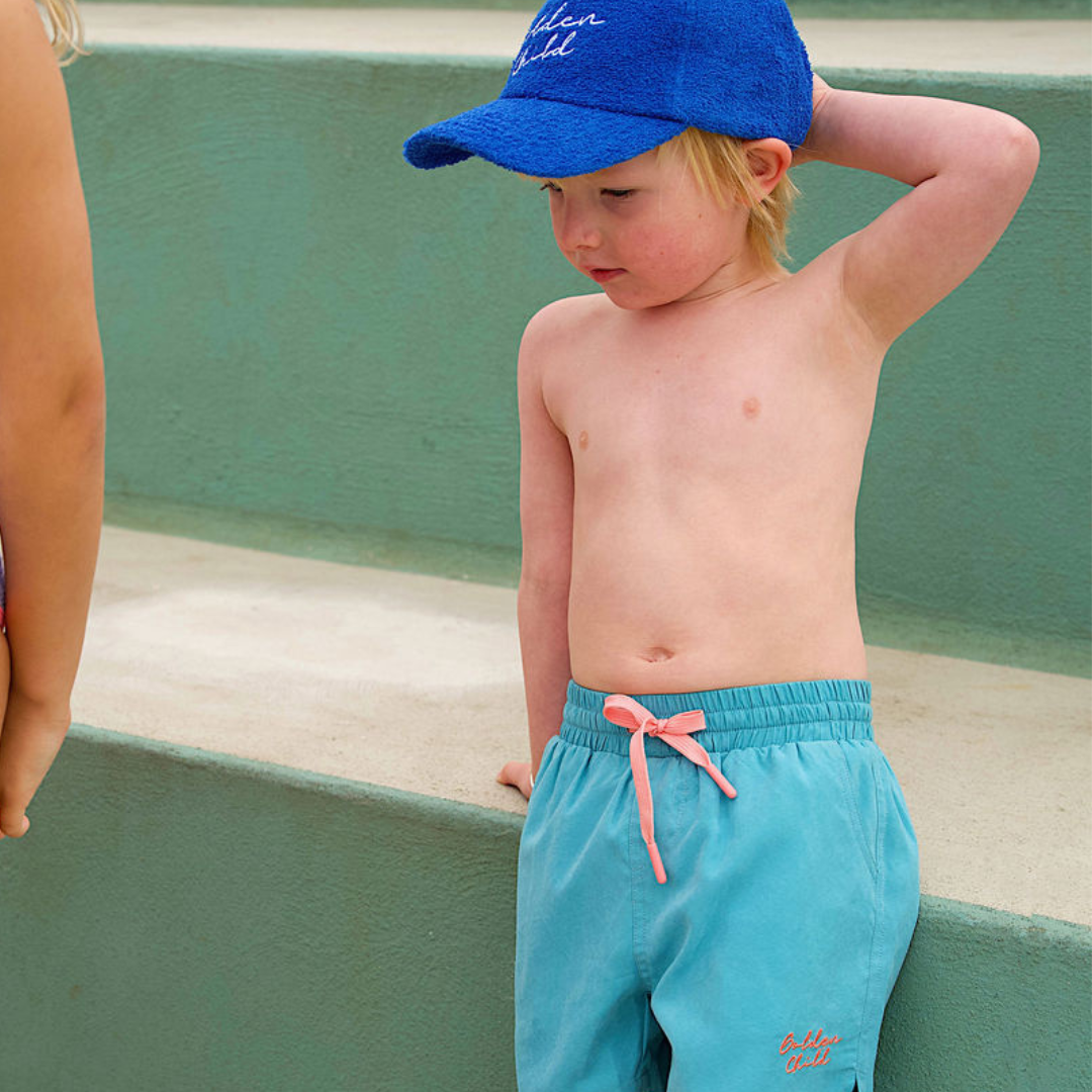 Kids Board Shorts - Seafoam and Pink