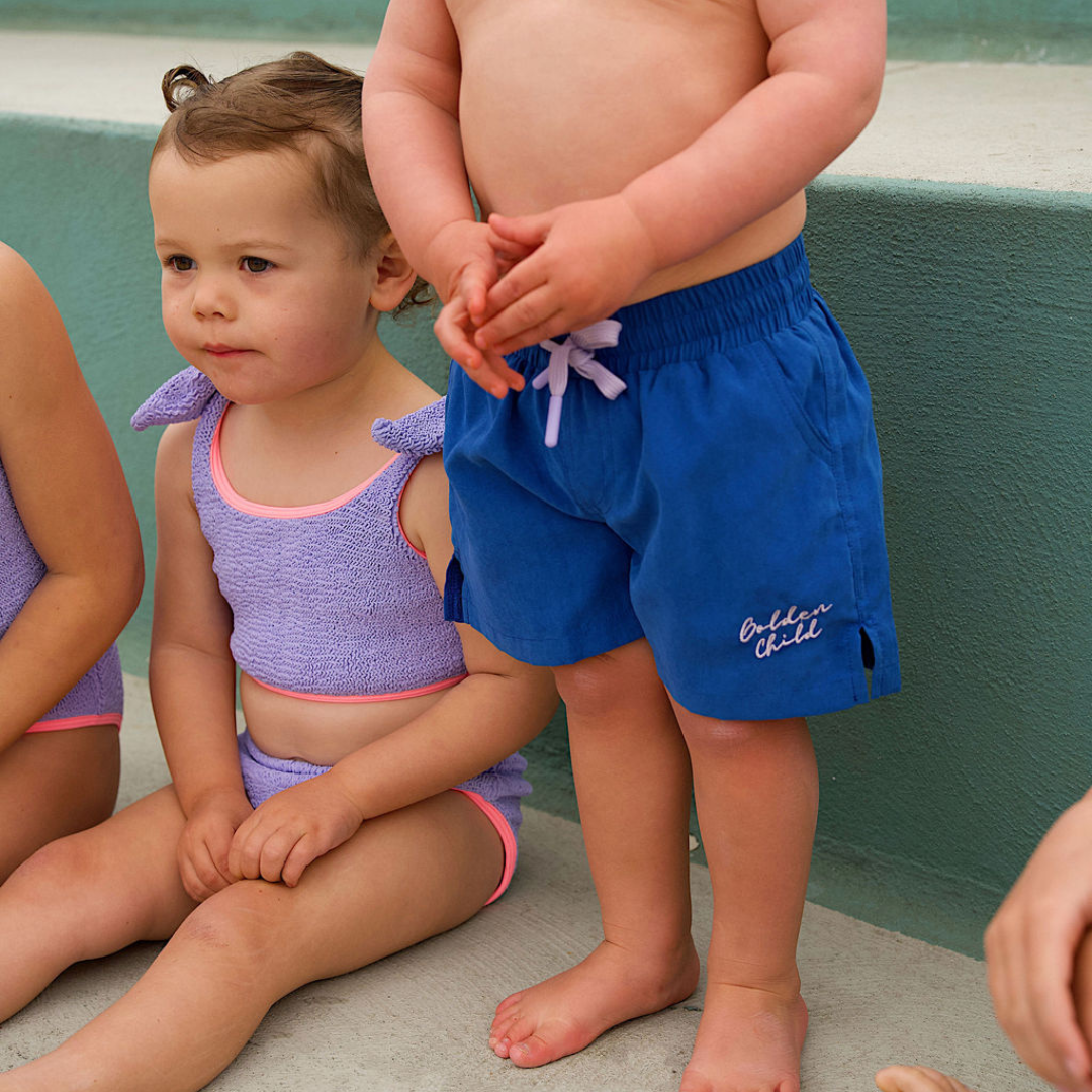 Kids Board Shorts - Electric & Lilac