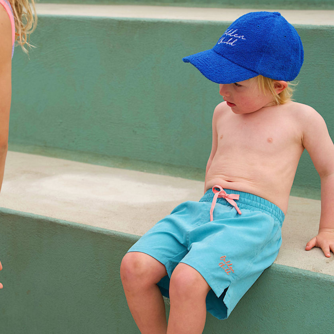Kids Board Shorts - Seafoam and Pink