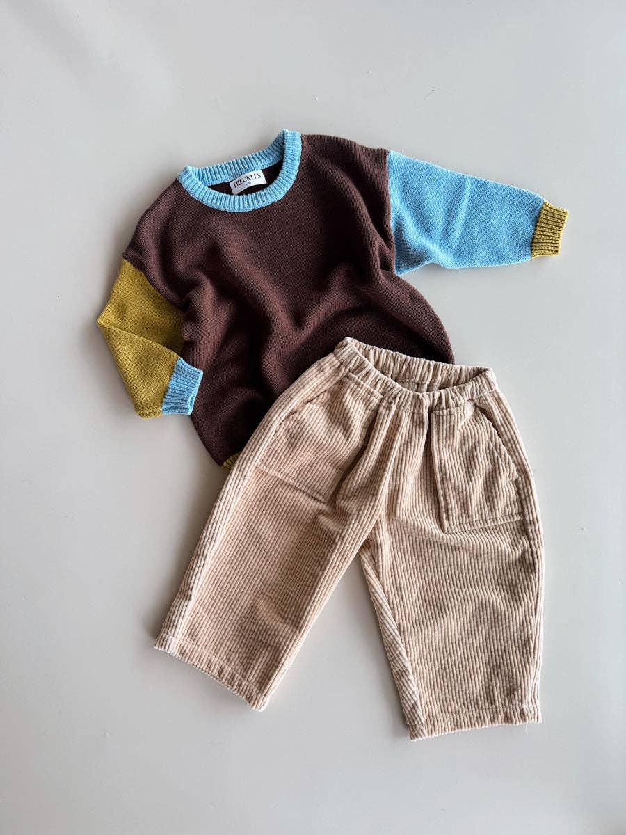 Cotton Knit Jumper - Brown/Blue/Green