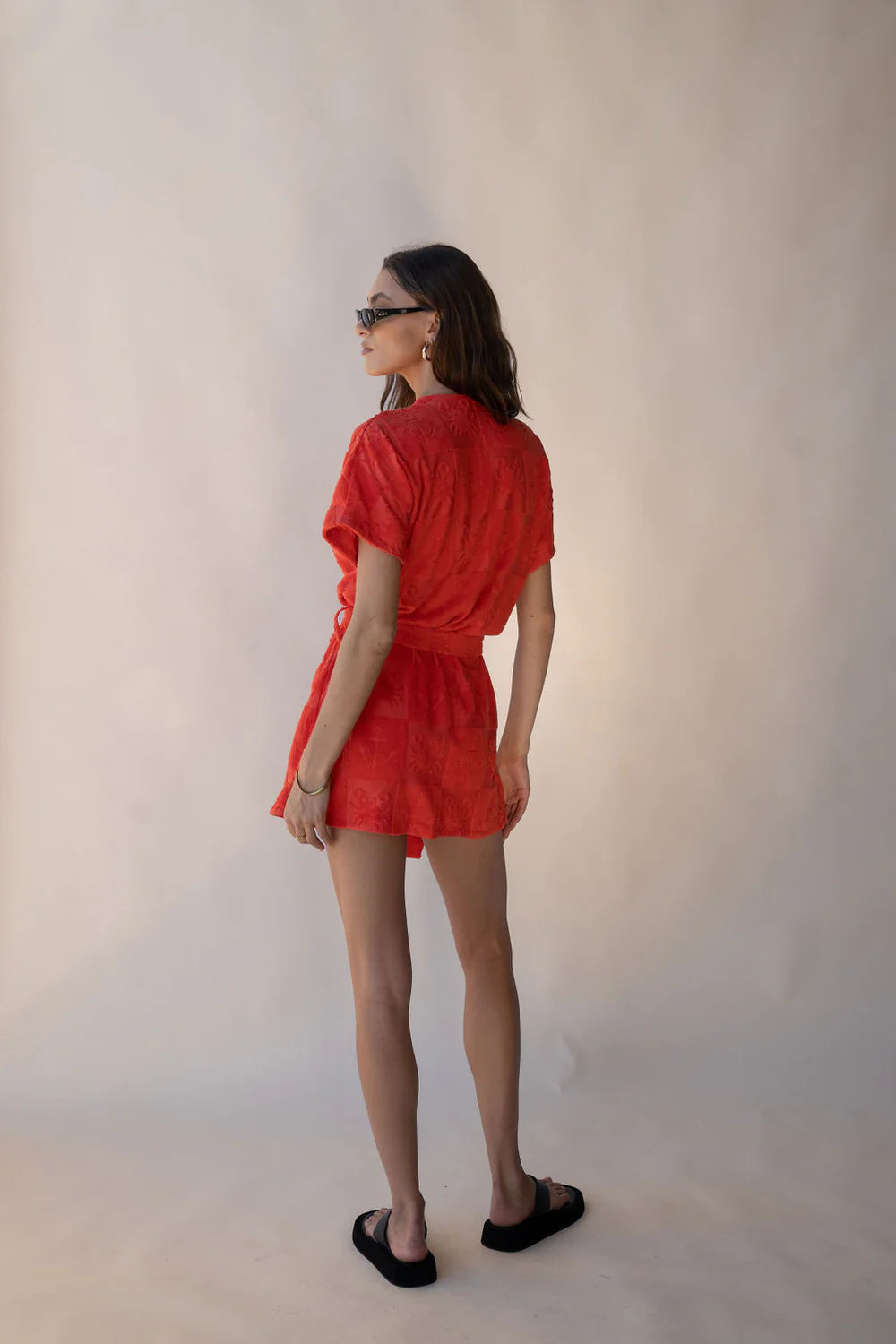 SEASIDE TERRY KIMONO DRESS LOBSTER RED