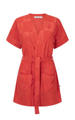 SEASIDE TERRY KIMONO DRESS LOBSTER RED