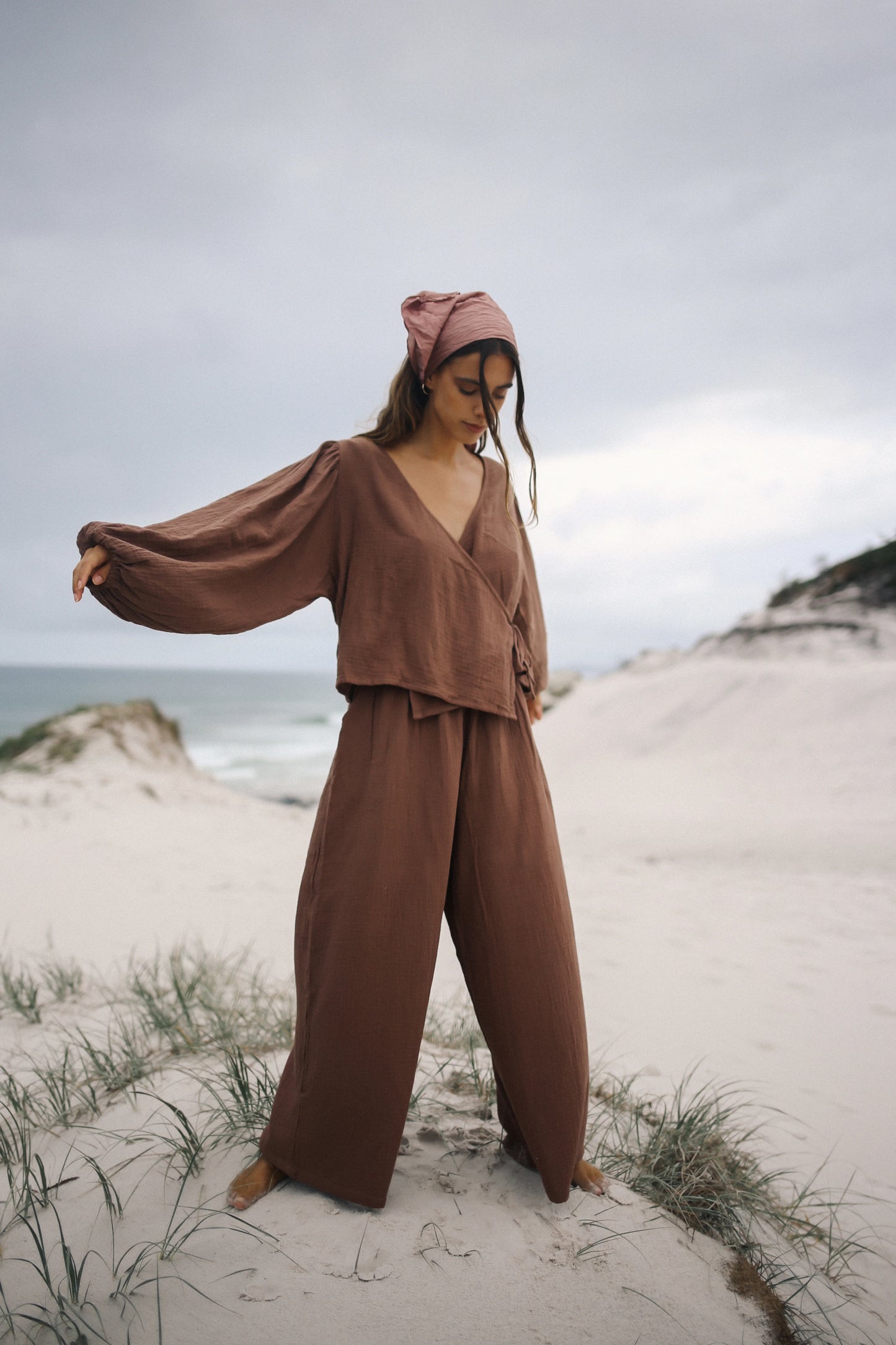 Ella Wrap Top Chocolate