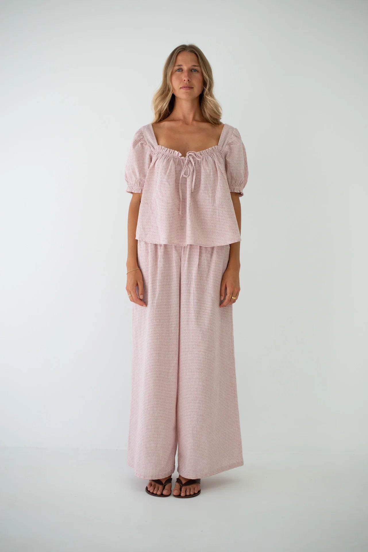 Ava Blouse - Dusty Rose Check