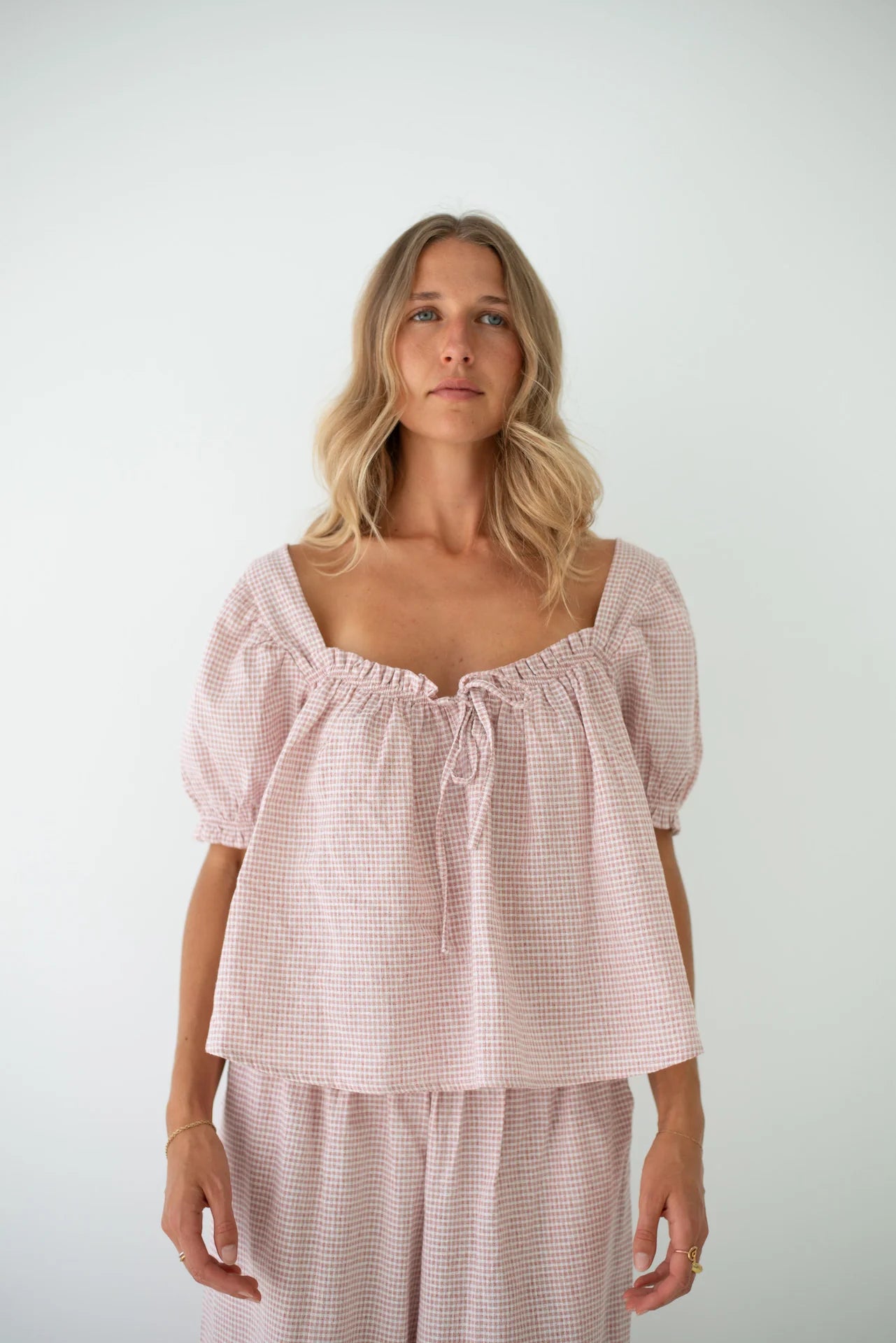 Ava Blouse - Dusty Rose Check