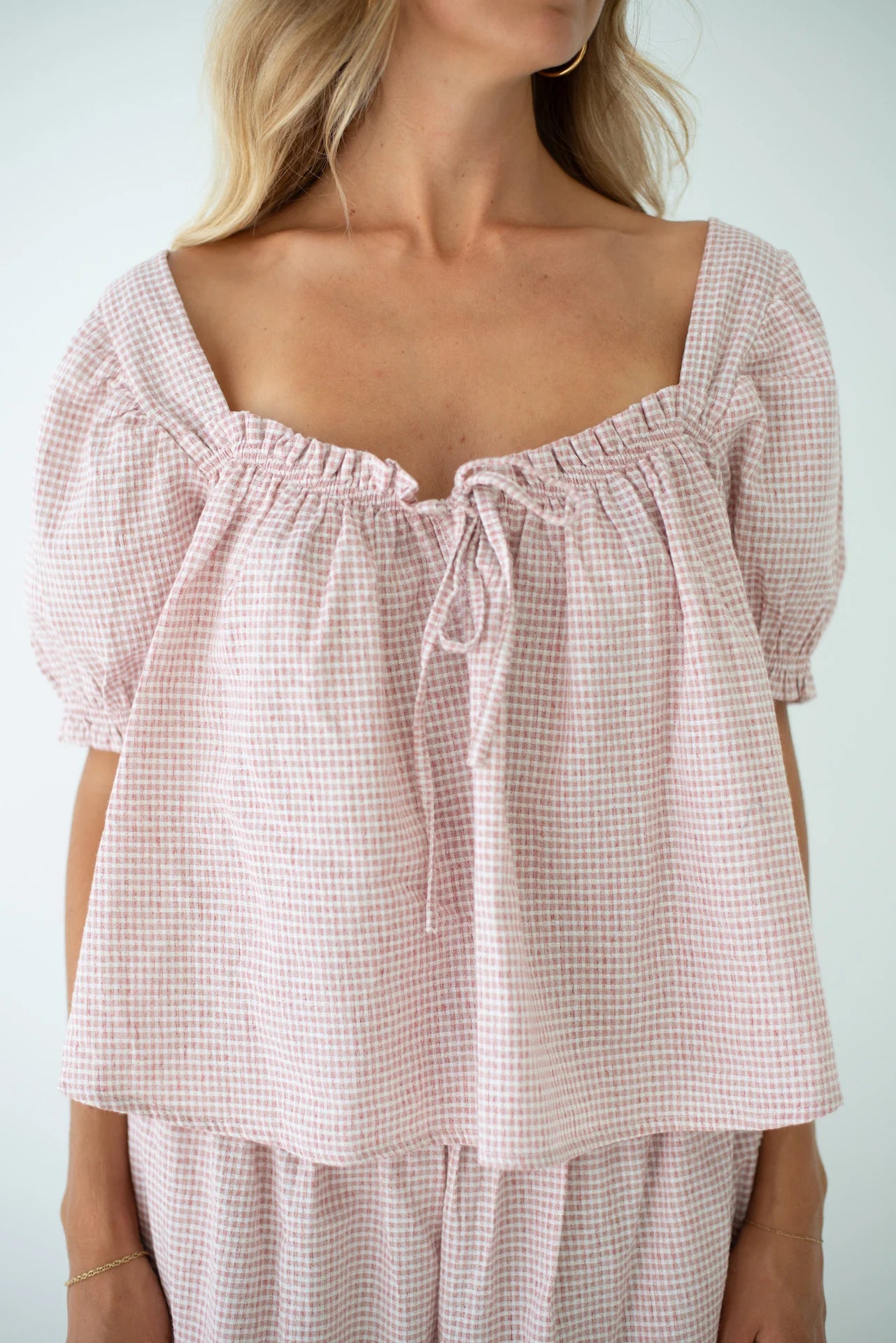 Ava Blouse - Dusty Rose Check