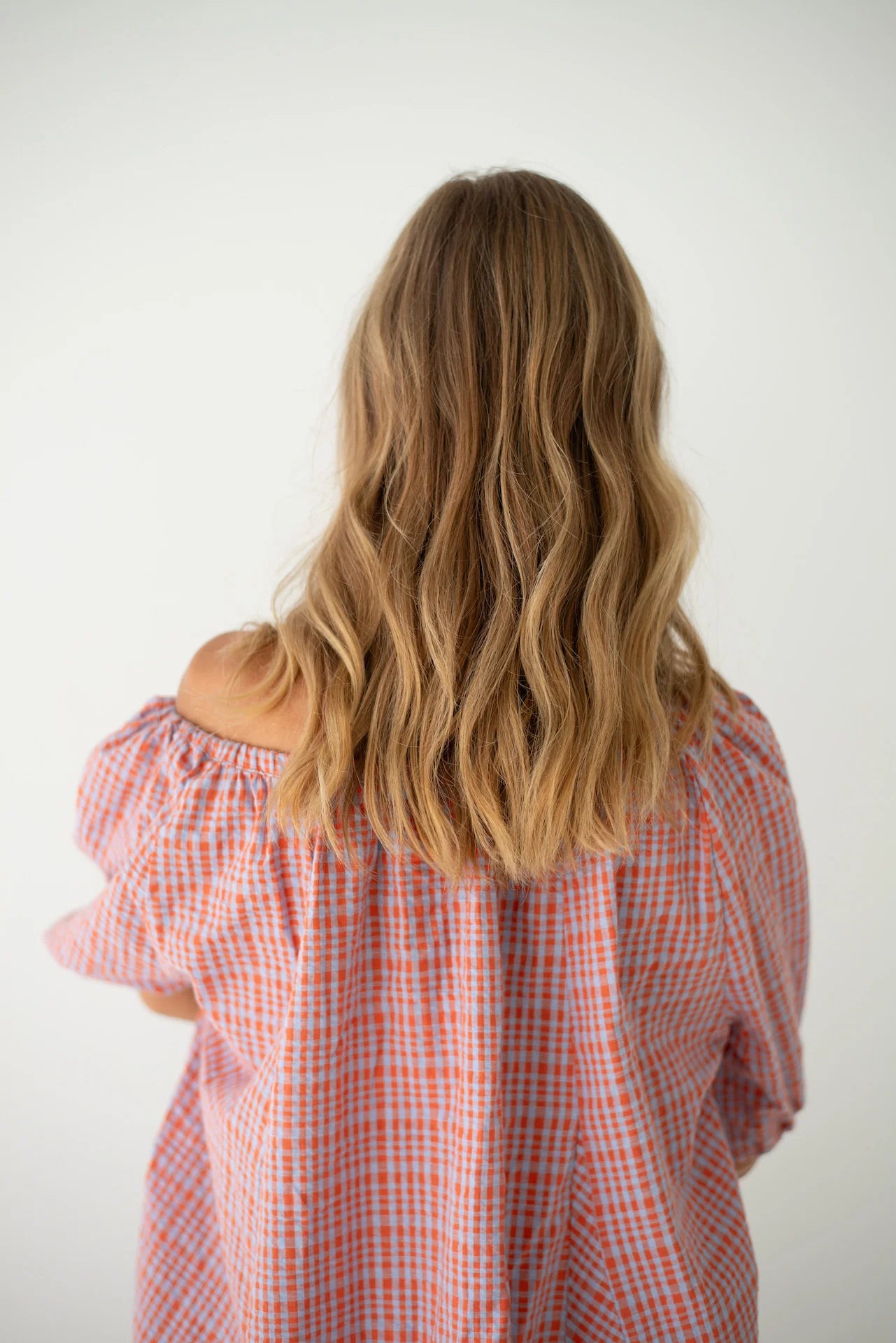 Chloe Dress Lilac Orange Seersucker