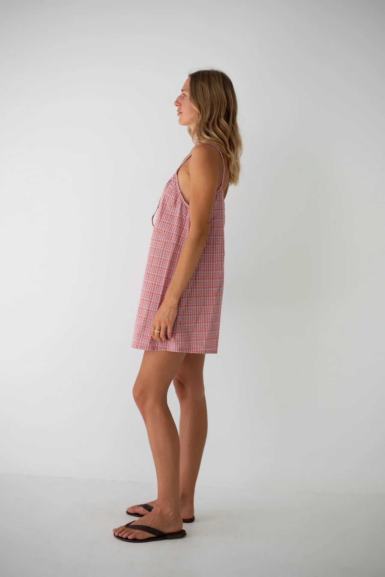 Ari Dress Lilac Orange Seersucker