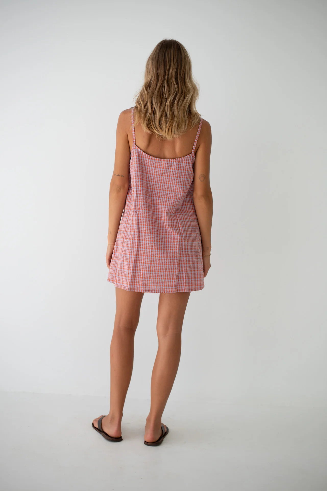 Ari Dress Lilac Orange Seersucker