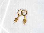 18k Gold Vermeil Huggie Earrings with Dangling Serpent