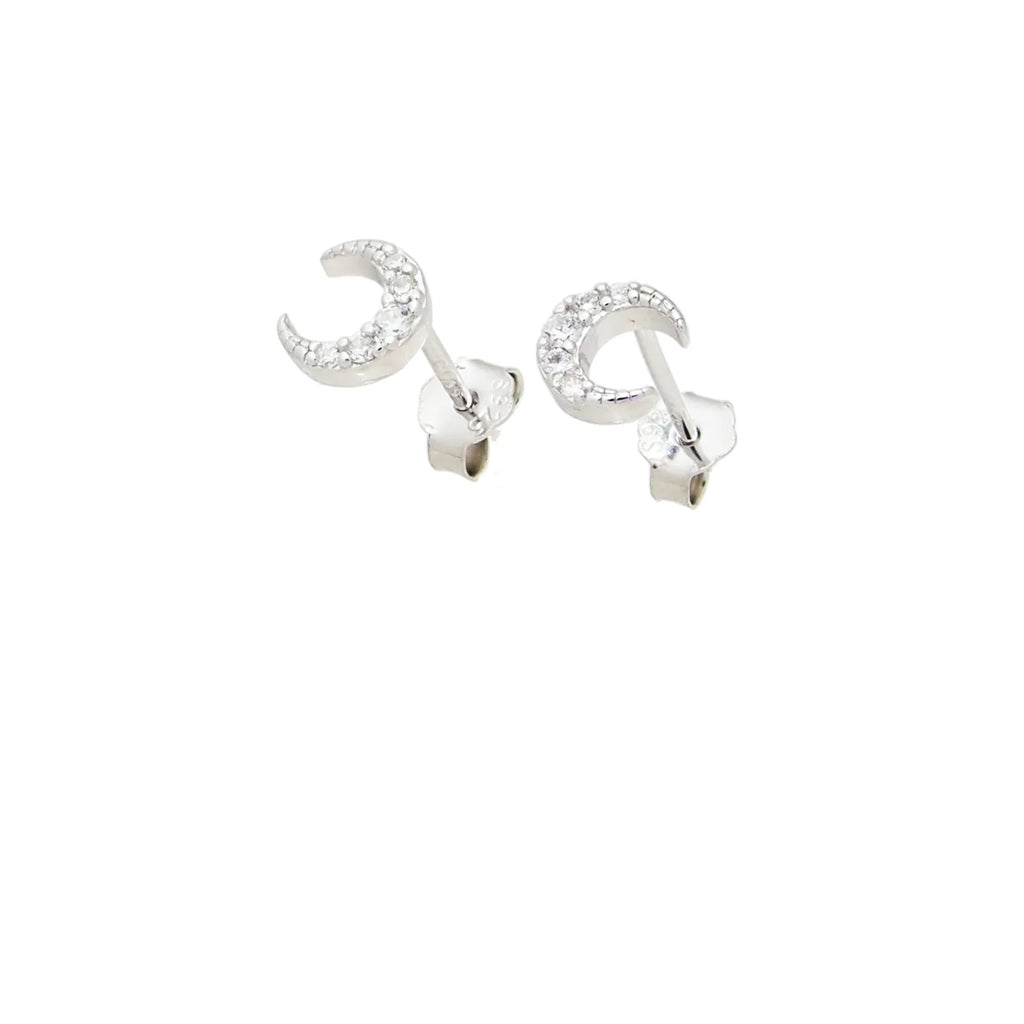 925 Sterling Silver Crescent Moon Stud Earrings