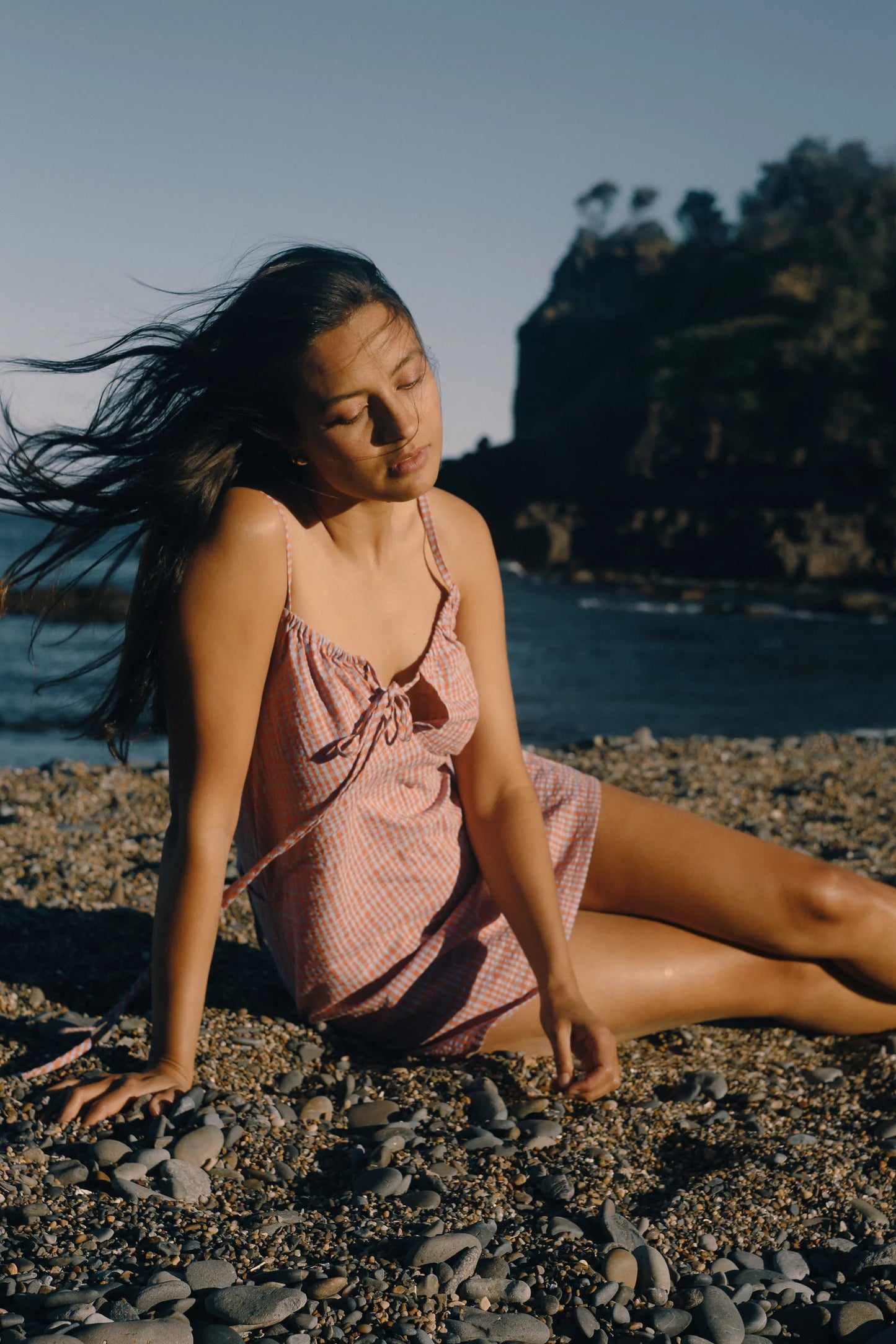 Ari Dress Lilac Orange Seersucker