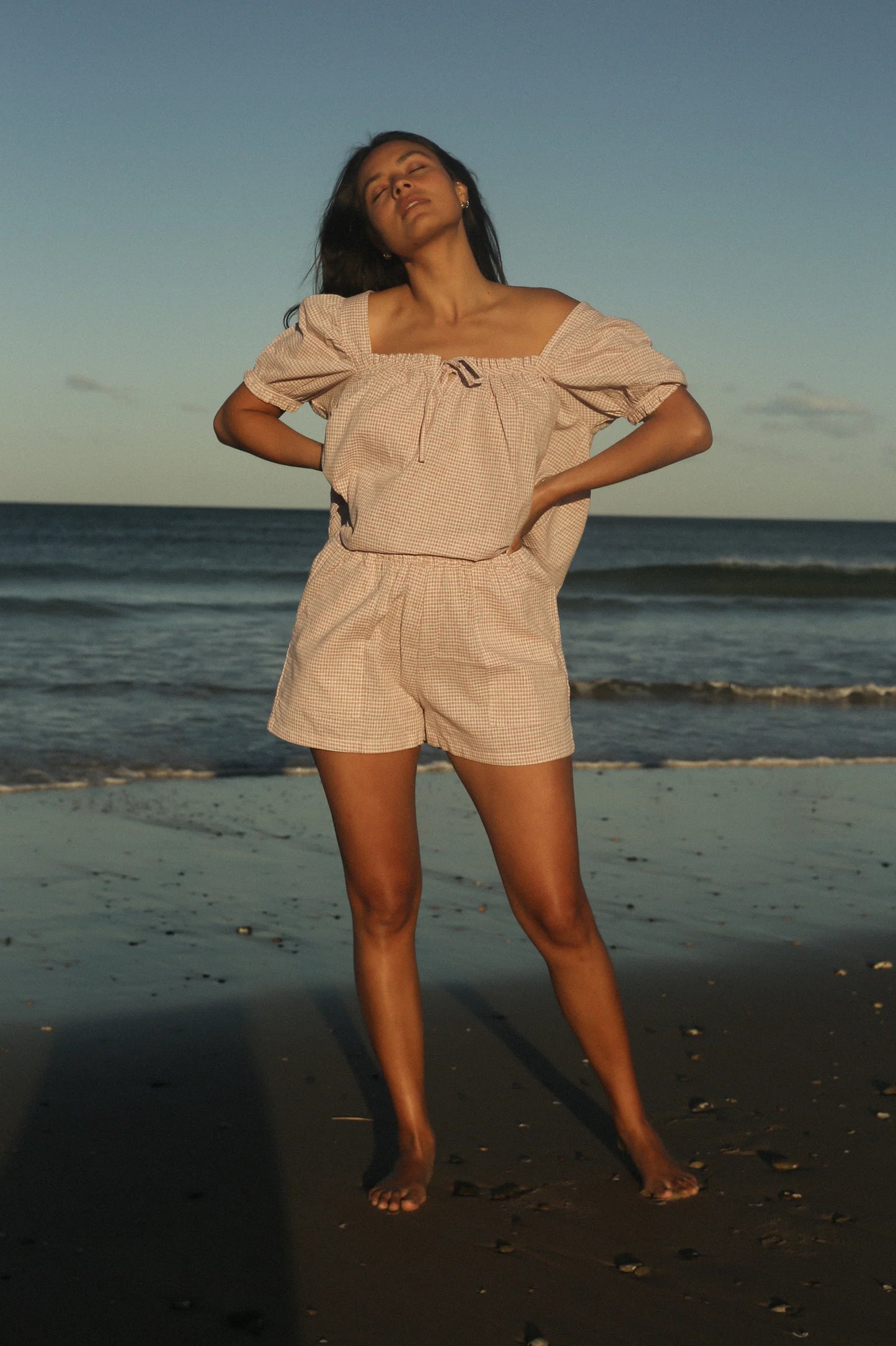 Ava Blouse - Dusty Rose Check