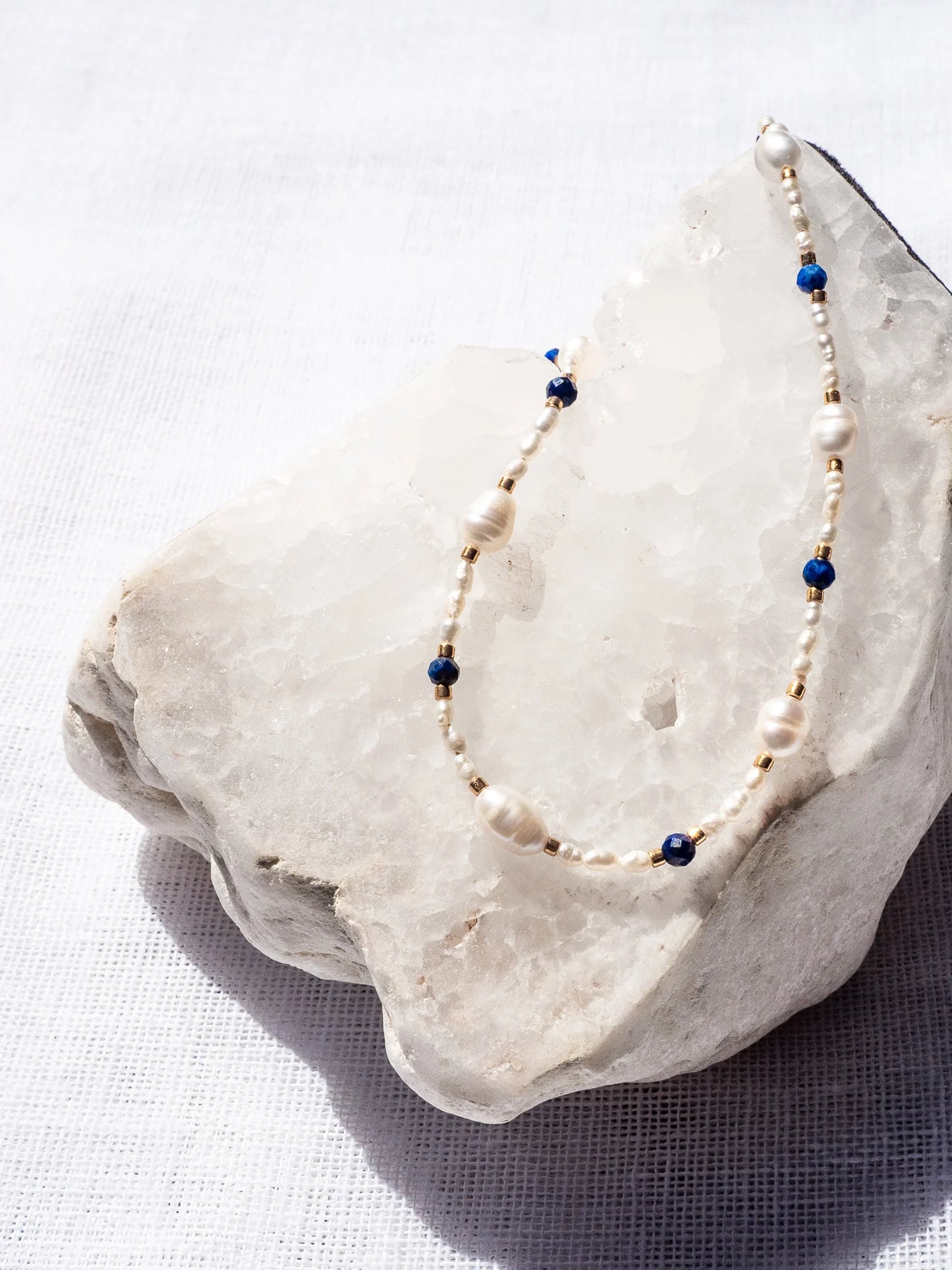 Freshwater Pearl and Lapis Lazuli Choker