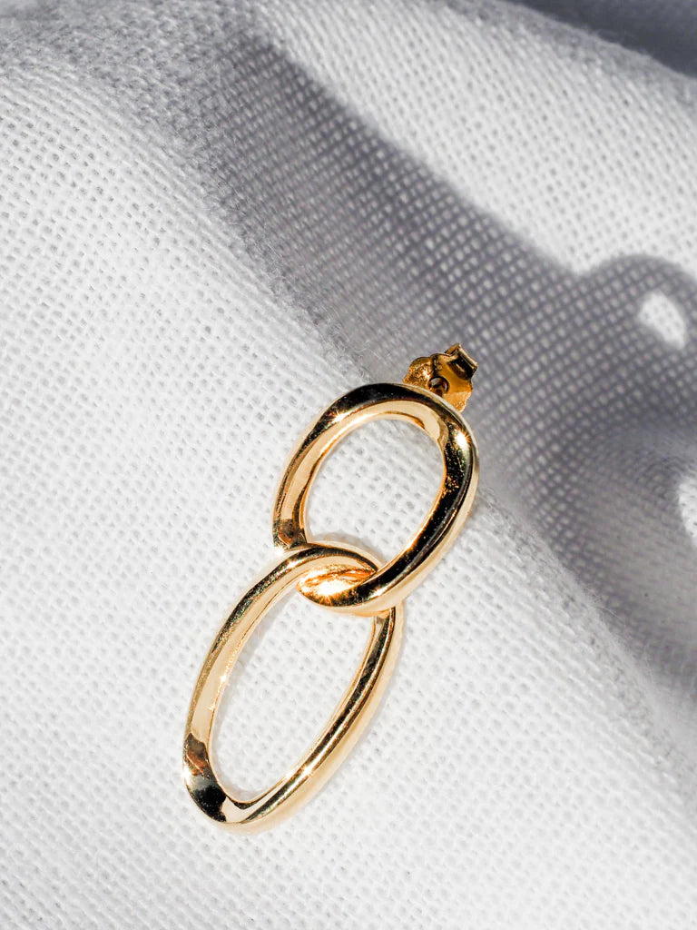 18k Gold Vermeil Link Hoop Earrings