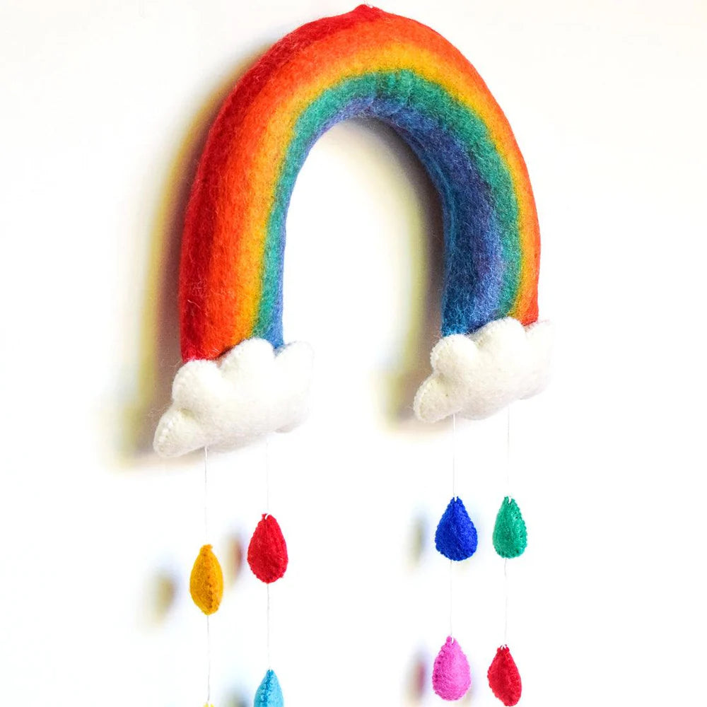 NURSERY MOBILE - RAINBOW WITH RAINDROPS