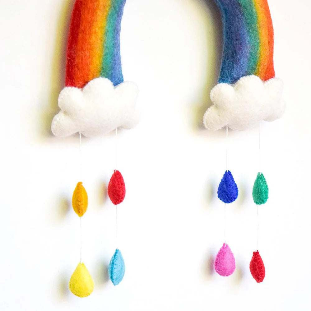NURSERY MOBILE - RAINBOW WITH RAINDROPS