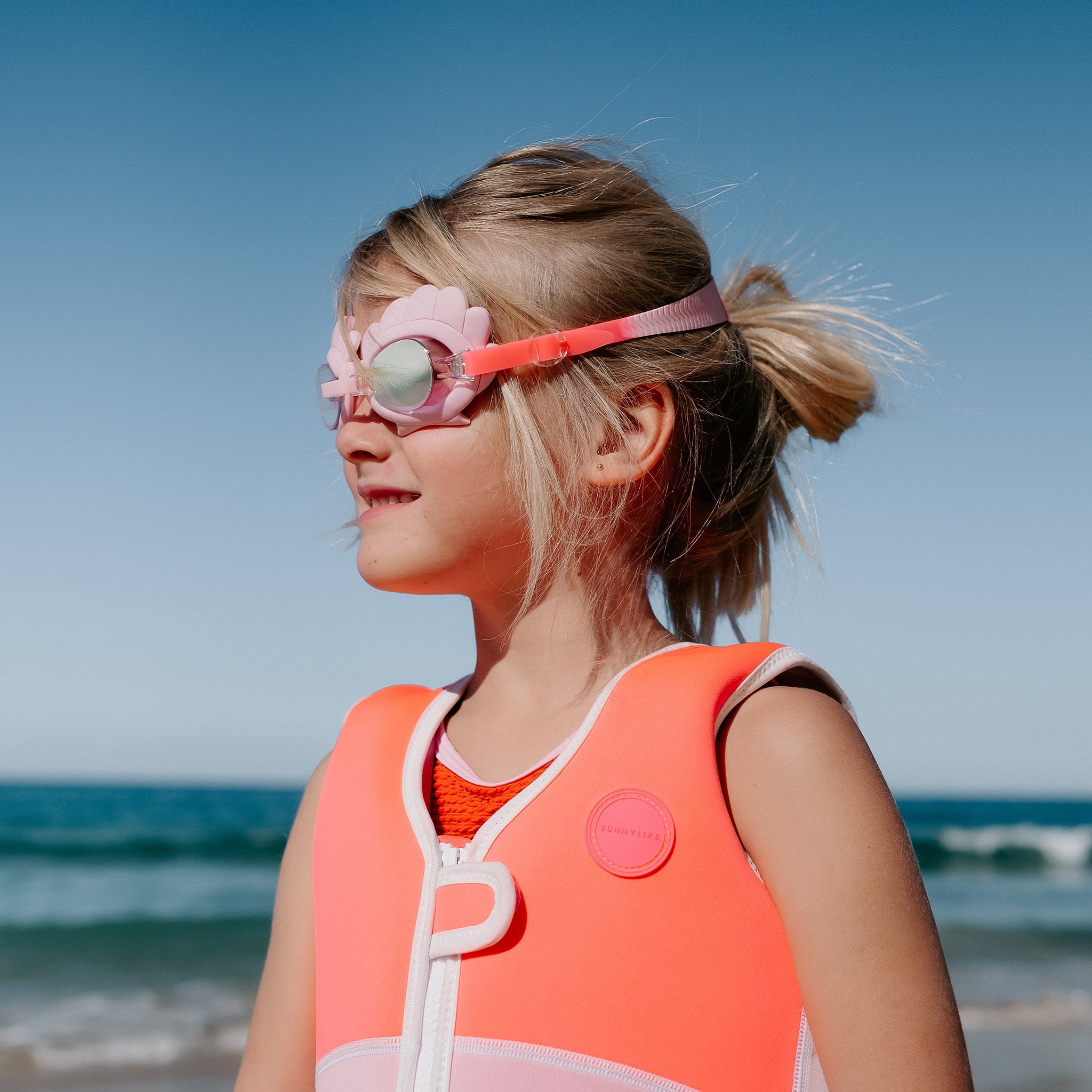 Melody the Mermaid Mini Swim Goggles - Neon Strawberry