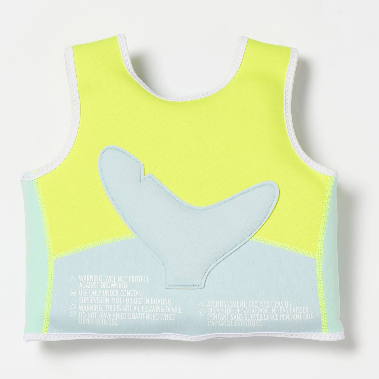 Salty the Shark Swim Vest 2-3 years - Aqua Neon Yellow