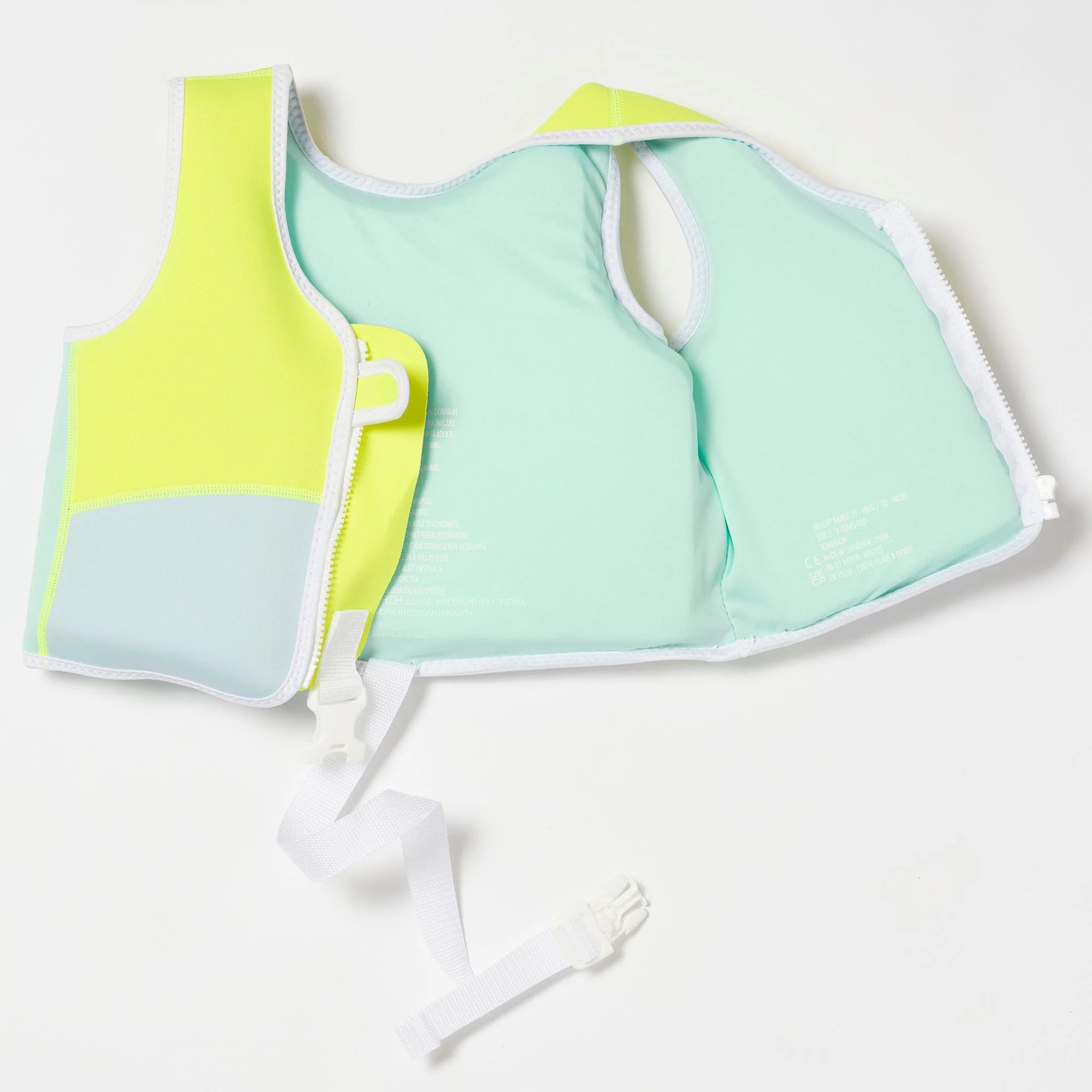 Salty the Shark Swim Vest 2-3 years - Aqua Neon Yellow