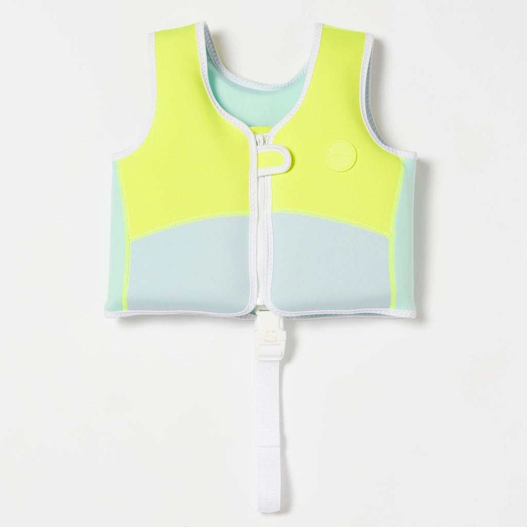 Salty the Shark Swim Vest 2-3 years - Aqua Neon Yellow