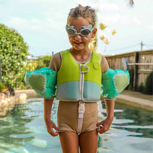 Salty the Shark Swim Vest 2-3 years - Aqua Neon Yellow