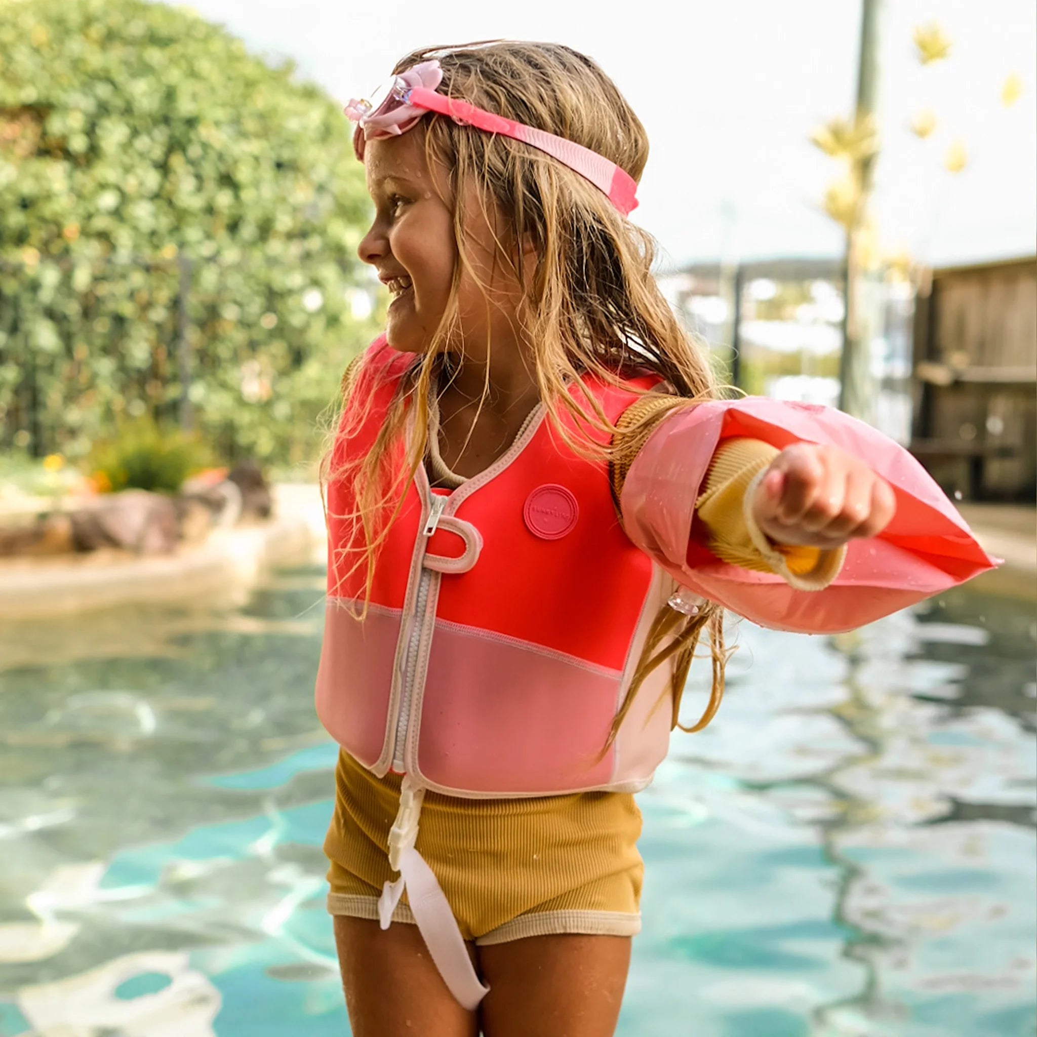 Melody the Mermaid Swim Vest 2-3 years - Neon Strawberry