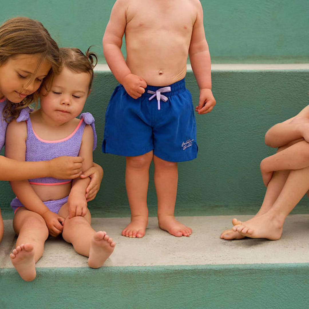 Kids Board Shorts - Electric & Lilac