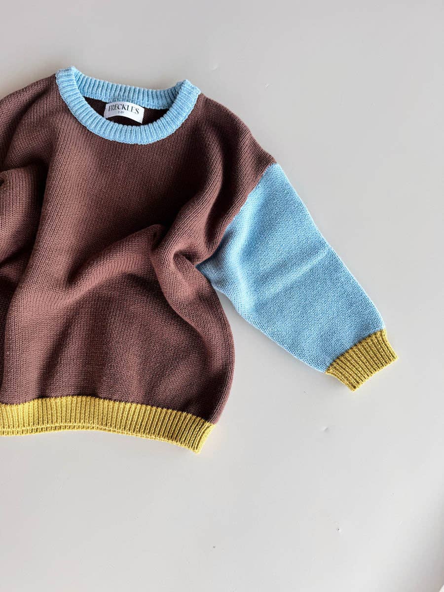 Cotton Knit Jumper - Brown/Blue/Green