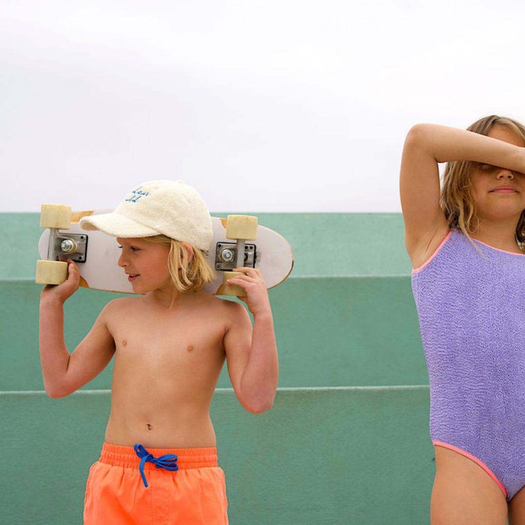 Kids Board Shorts - fluro orange & electric