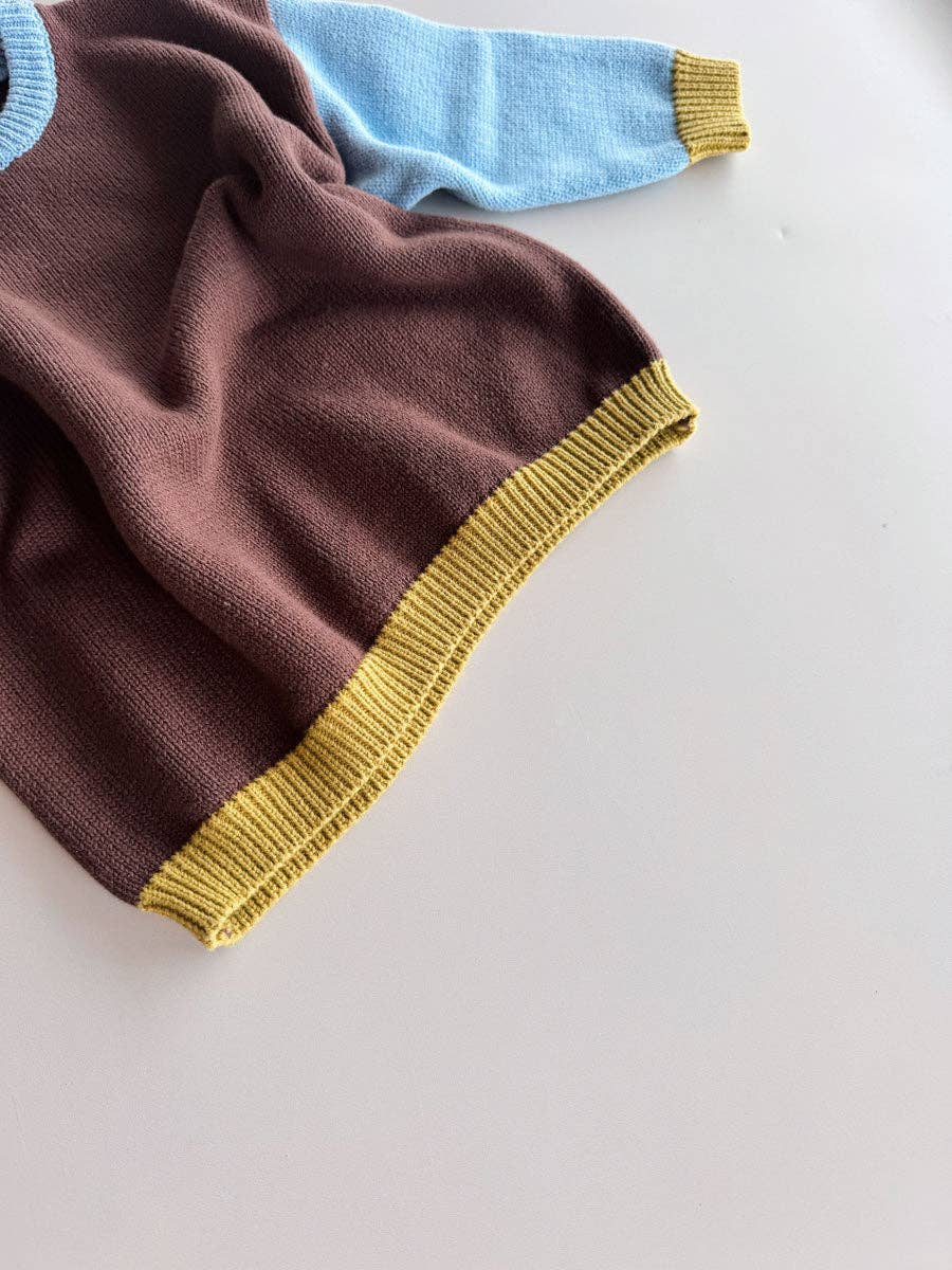 Cotton Knit Jumper - Brown/Blue/Green