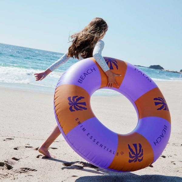 Inflatable Swim Ring - Palm Trees Purple, 120 cm