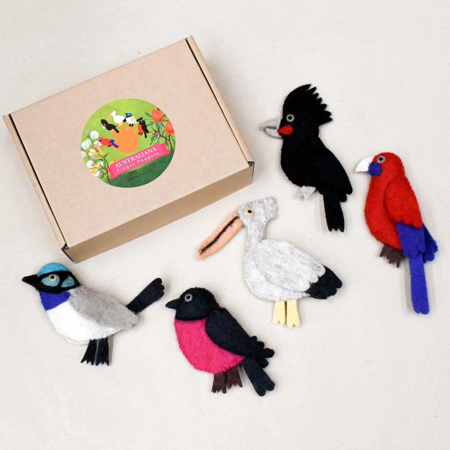 AUSTRALIAN COLOURFUL BIRDS - FINGER PUPPET SET