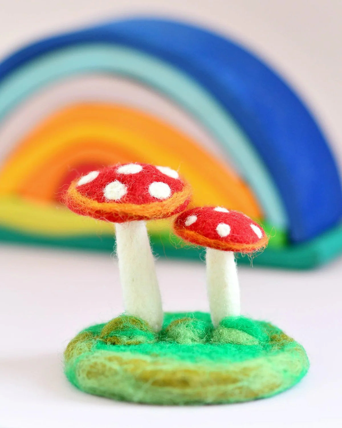 FELT RED MUSHROOMS TOADSTOOLS