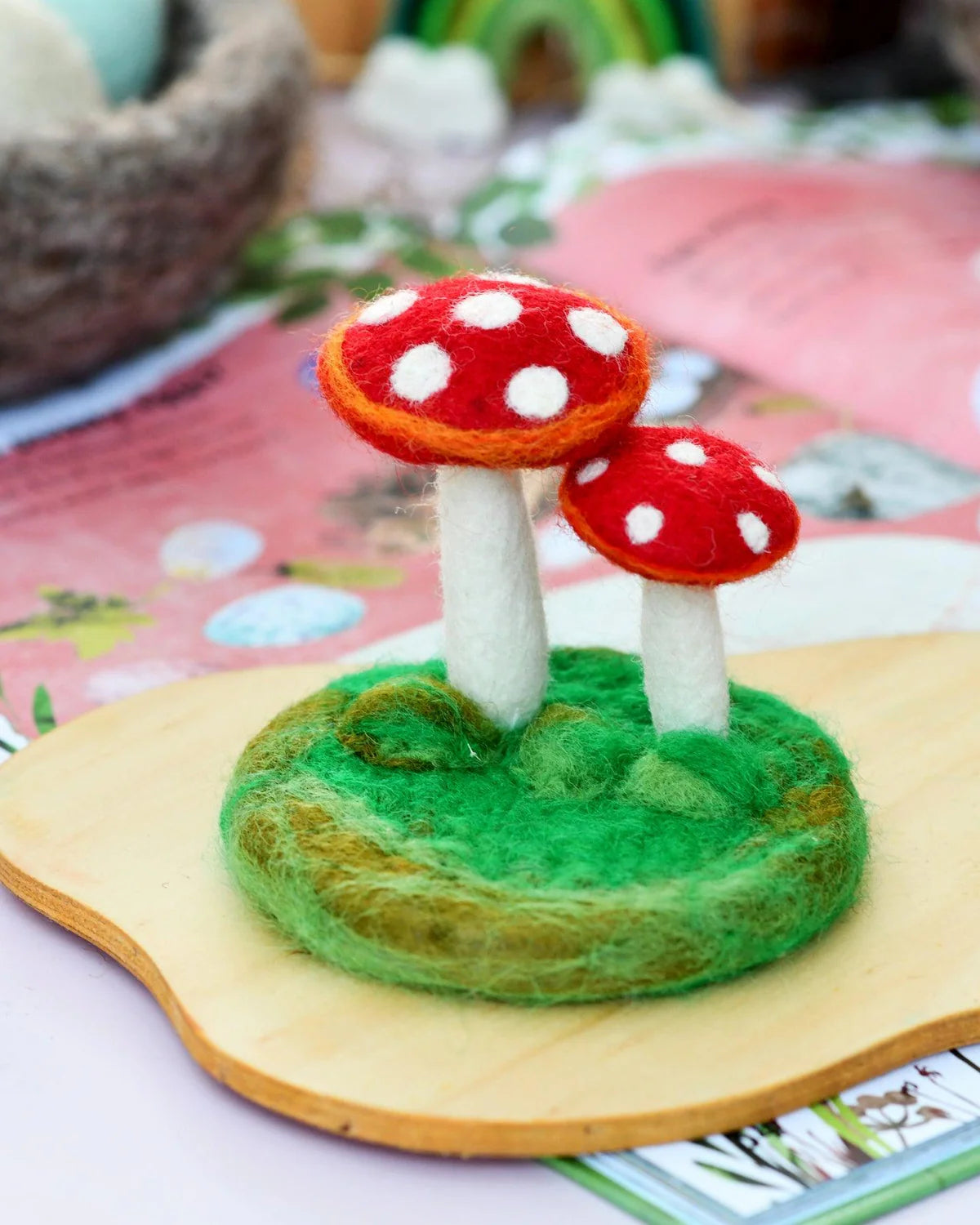 FELT RED MUSHROOMS TOADSTOOLS