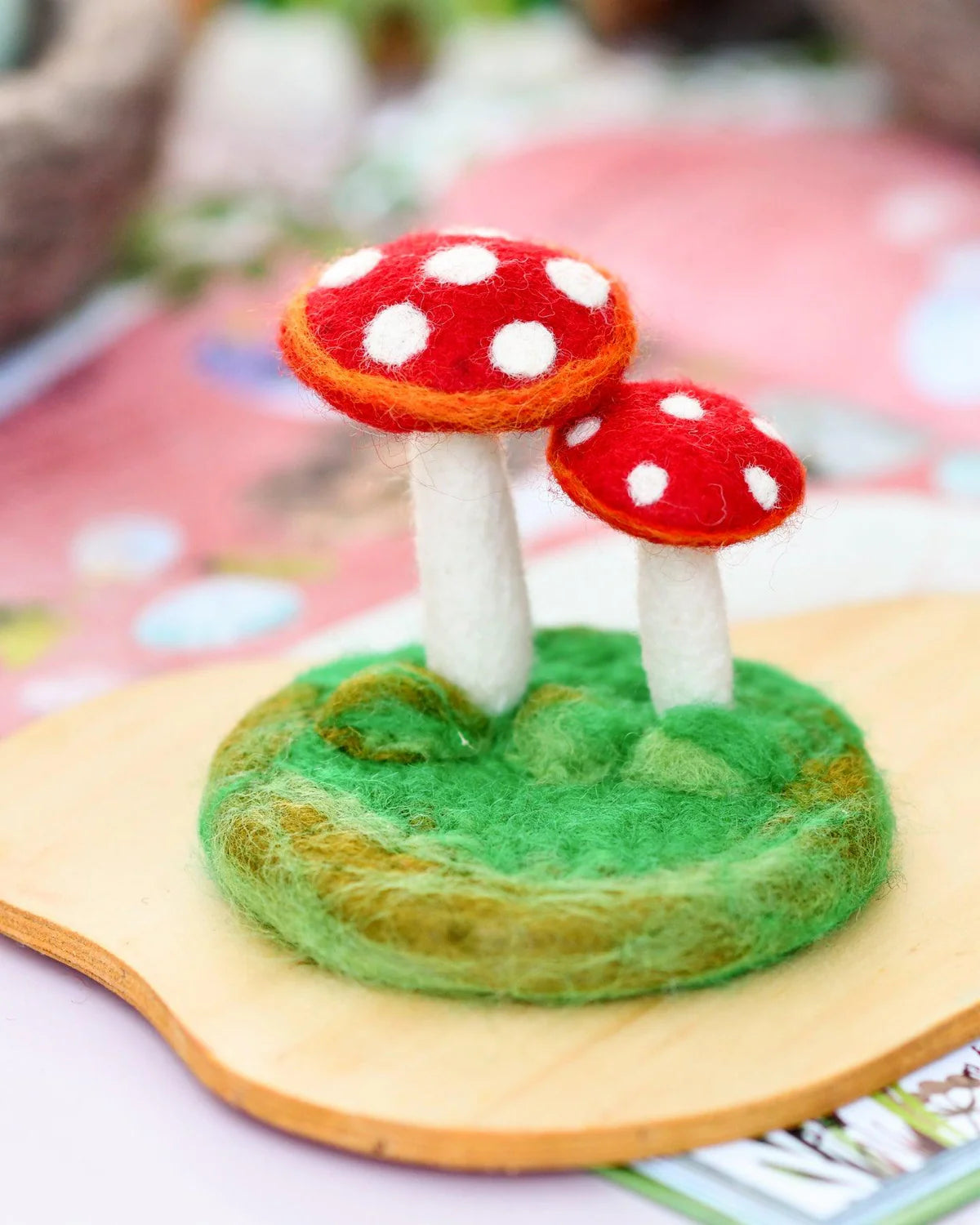 FELT RED MUSHROOMS TOADSTOOLS