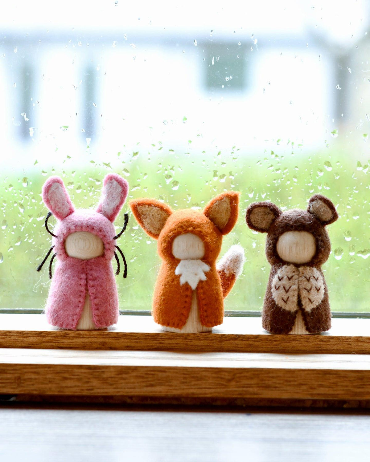 WOODLANDS PEG DOLLS SET - BEAR, RABBIT AND FOX