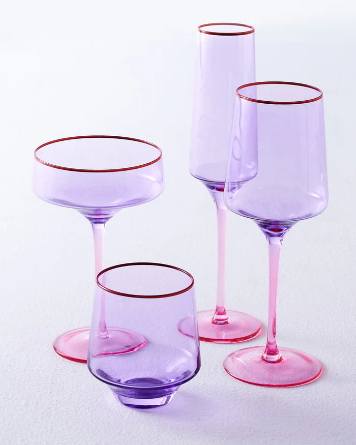 LILAC COLOUR BLOCK VINO GLASS 2P SET