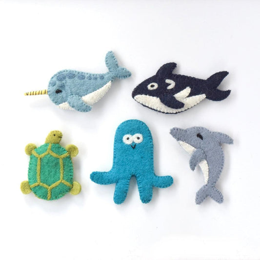 OCEAN AND SEA CREATURES B, FINGER PUPPET SET
