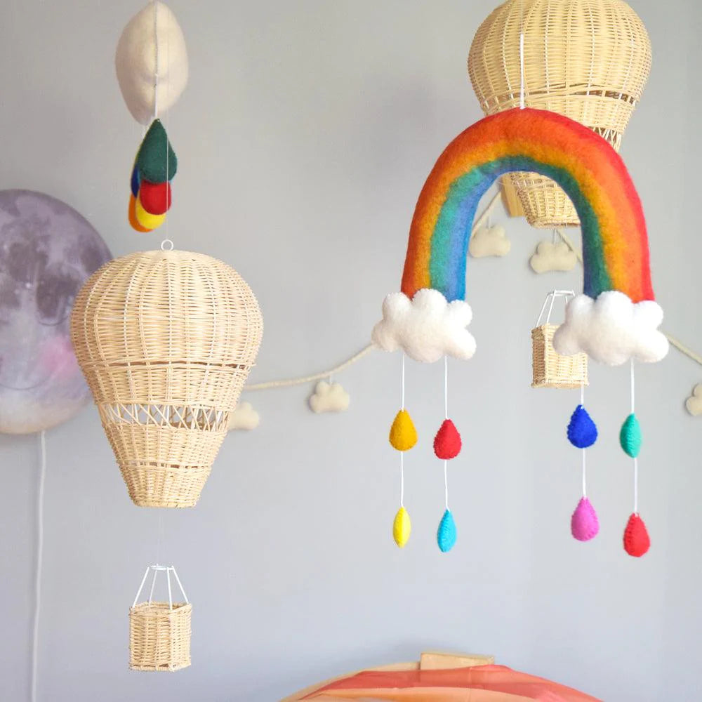 NURSERY MOBILE - RAINBOW WITH RAINDROPS